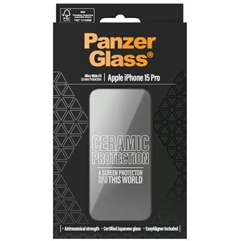 Szkło ceramiczne PanzerGlass Ceramic Protection na iPhone 15 Pro z pozycjonerem