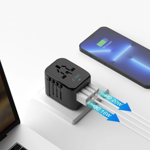 Adapter Tech-Protect TA200 EU / UK / US / AU - czarny