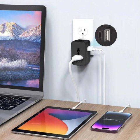 Adapter podróżny Tech-Protect TA300 Travel Adapter EU / UK / AU - czarna