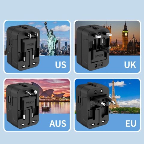 Adapter podróżny Tech-Protect TA300 Travel Adapter EU / UK / AU - czarna