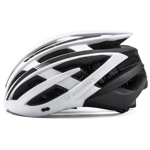 Kask rowerowy MTB Wozinsky z odpinanym daszkiem i tylną lampką USB 54-57 cm - czarno-biały