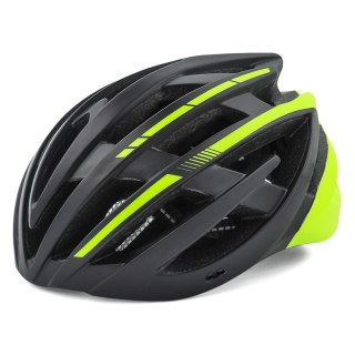Kask rowerowy MTB Wozinsky z odpinanym daszkiem i tylną lampką USB 54-57 cm - czarno-żółty