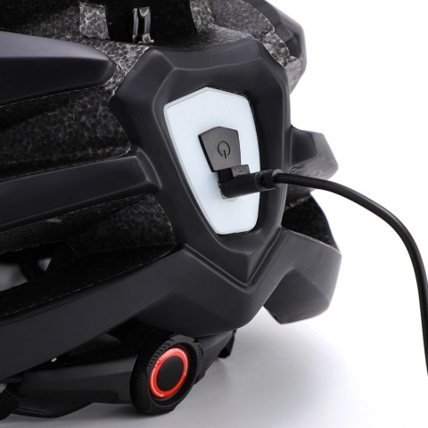 Kask rowerowy MTB Wozinsky z odpinanym daszkiem i tylną lampką USB 54-57 cm - czarny