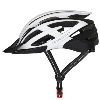 Kask rowerowy MTB Wozinsky z odpinanym daszkiem i tylną lampką USB 57-62 cm - czarno-biały