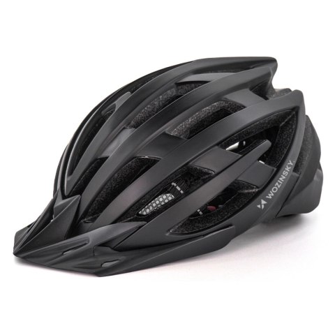 Kask rowerowy MTB Wozinsky z odpinanym daszkiem i tylną lampką USB 57-62 cm - czarny