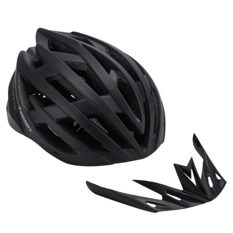 Kask rowerowy MTB Wozinsky z odpinanym daszkiem i tylną lampką USB 57-62 cm - czarny