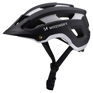 Kask rowerowy MTB Wozinsky z odpinanym daszkiem lekki 57-62 cm - czarno-srebrny