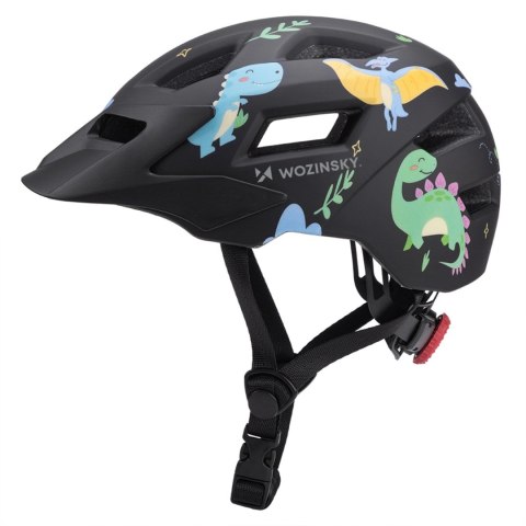 Kask rowerowy dziecięcy MTB Wozinsky z odpinanym daszkiem 48-52 cm - czarny