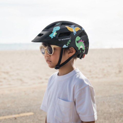 Kask rowerowy dziecięcy MTB Wozinsky z odpinanym daszkiem 48-52 cm - czarny