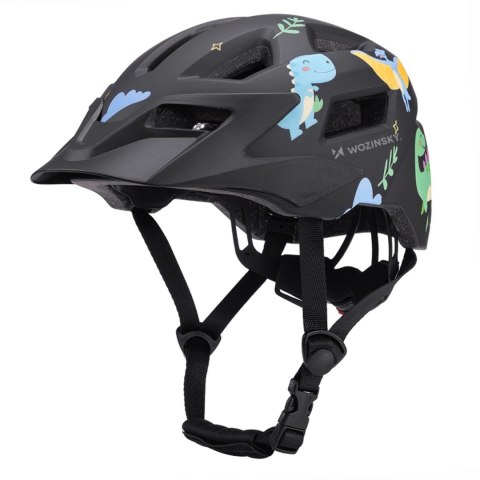 Kask rowerowy dziecięcy MTB Wozinsky z odpinanym daszkiem 52-56 cm - czarny