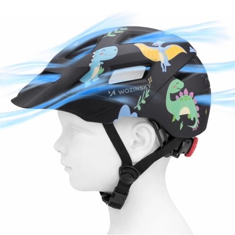Kask rowerowy dziecięcy MTB Wozinsky z odpinanym daszkiem 52-56 cm - czarny