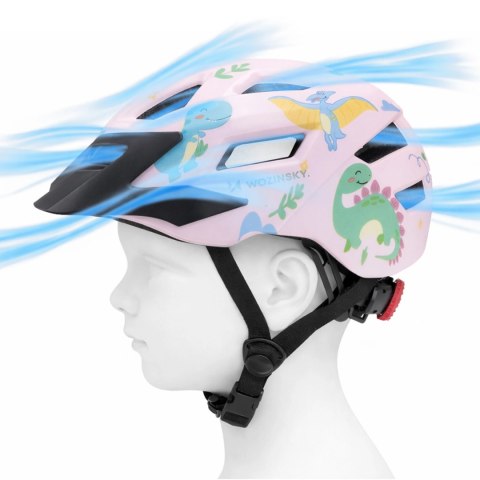Kask rowerowy dziecięcy MTB Wozinsky z odpinanym daszkiem 52-56 cm - różowy
