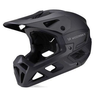 Kask rowerowy fullface Wozinsky z odpinanym daszkiem 60-62 cm - czarny