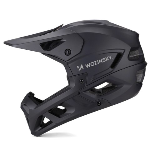 Kask rowerowy fullface Wozinsky z odpinanym daszkiem 60-62 cm - czarny