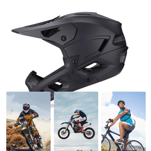 Kask rowerowy fullface Wozinsky z odpinanym daszkiem 60-62 cm - czarny