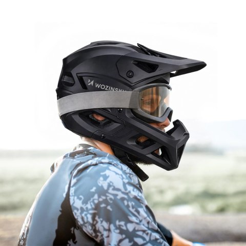 Kask rowerowy fullface Wozinsky z odpinanym daszkiem 60-62 cm - czarny