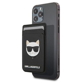 Portfel magentyczny Karl Lagerfeld Wallet CardSlot Saffiano Choupette Head MagSafe na telefon - czarny