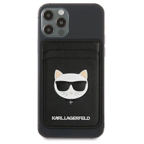 Portfel magentyczny Karl Lagerfeld Wallet CardSlot Saffiano Choupette Head MagSafe na telefon - czarny