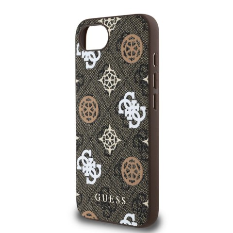 Etui Guess PU 4G Peony z MagSafe na iPhone 16e - brązowe