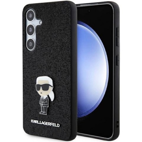 Etui Karl Lagerfeld Fixed Glitter Ikonik Logo Metal Pin na Samsung Galaxy S24+ - czarne