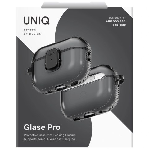 Etui UNIQ Glase Pro na AirPods Pro 3 Lock Case - przezroczysto-czarne