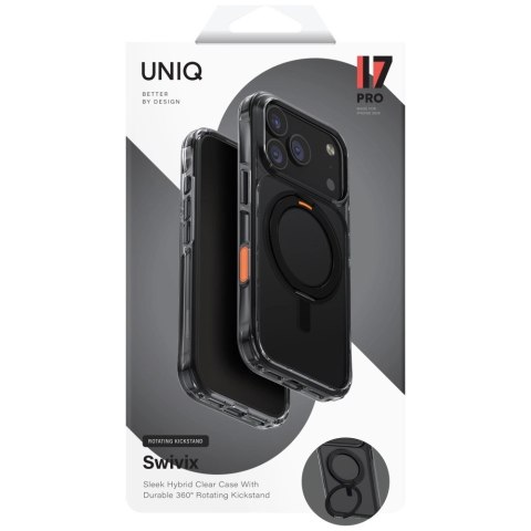 Etui UNIQ Swivix Rotating Kickstand 360 na iPhone 17 Pro - czarne