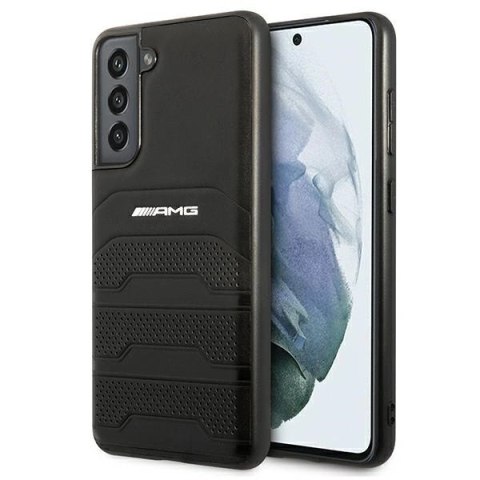 Etui AMG Leather Debossed Lines na Samsung Galaxy S21 FE - czarne