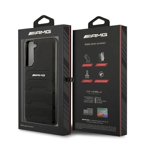 Etui AMG Leather Debossed Lines na Samsung Galaxy S21 FE - czarne
