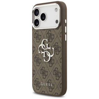 Etui Guess 4G Big 4G Classic Logo na iPhone 17 Pro Max brązowy - srebrne