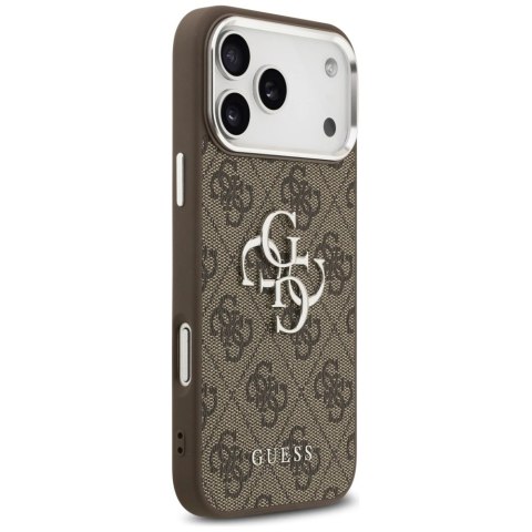 Etui Guess 4G Big 4G Classic Logo na iPhone 17 Pro Max brązowy - srebrne