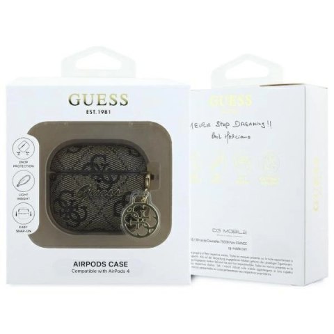 Etui Guess 4G Charm Collection na AirPods 4 - brązowe