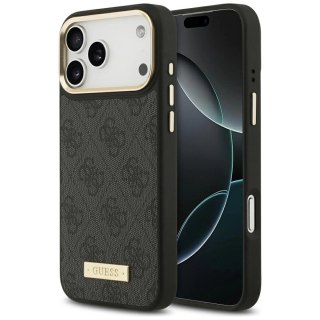 Etui Guess 4G Logo Plate MagSafe na iPhone 17 Pro Max - czarne