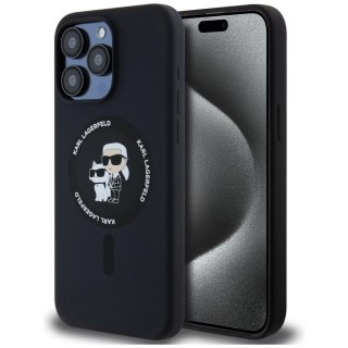 Etui Karl Lagerfeld Silicone Karl&Choupette Ring MagSafe na iPhone 15 Pro Max - czarne