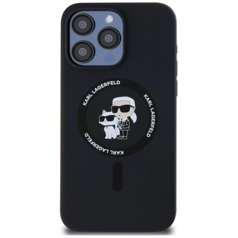 Etui Karl Lagerfeld Silicone Karl&Choupette Ring MagSafe na iPhone 15 Pro Max - czarne