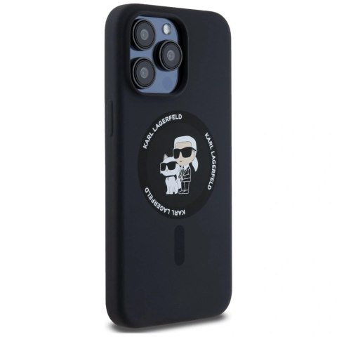 Etui Karl Lagerfeld Silicone Karl&Choupette Ring MagSafe na iPhone 15 Pro Max - czarne