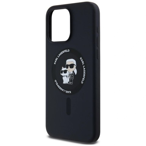 Etui Karl Lagerfeld Silicone Karl&Choupette Ring MagSafe na iPhone 15 Pro Max - czarne