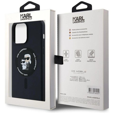 Etui Karl Lagerfeld Silicone Karl&Choupette Ring MagSafe na iPhone 15 Pro Max - czarne