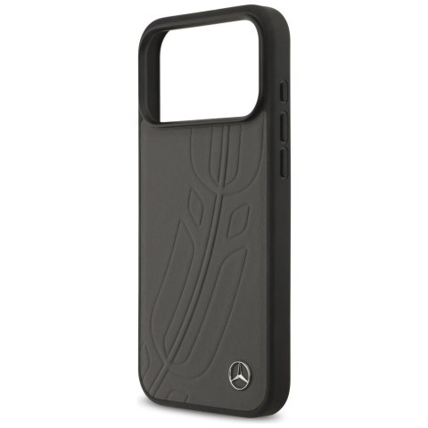 Etui Mercedes Leather Large Laurel Leave MagSafe na iPhone 17 Pro Max - czarno-szary