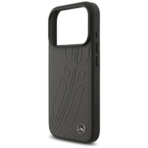 Etui Mercedes Leather Large Laurel Leave MagSafe na iPhone 17 Pro - czarno-szary