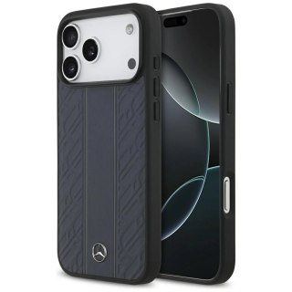 Etui Mercedes Leather Laurel Leaves Stripes MagSafe na iPhone 17 Pro Max - niebieskie