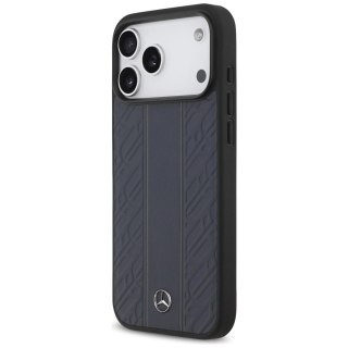 Etui Mercedes Leather Laurel Leaves Stripes MagSafe na iPhone 17 Pro Max - niebieskie