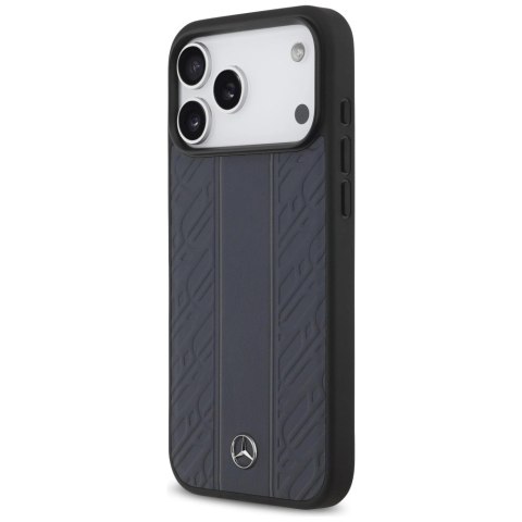 Etui Mercedes Leather Laurel Leaves Stripes MagSafe na iPhone 17 Pro Max - niebieskie