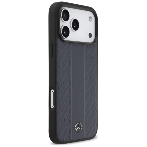 Etui Mercedes Leather Laurel Leaves Stripes MagSafe na iPhone 17 Pro Max - niebieskie