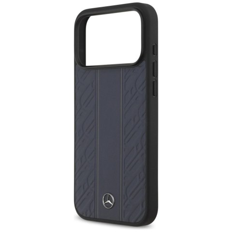 Etui Mercedes Leather Laurel Leaves Stripes MagSafe na iPhone 17 Pro Max - niebieskie
