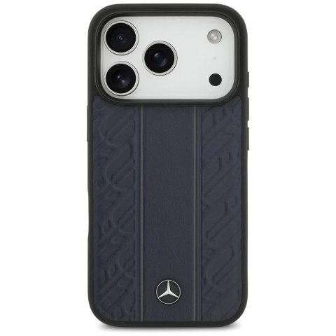 Etui Mercedes Leather Laurel Leaves Stripes MagSafe na iPhone 17 Pro - niebieskie