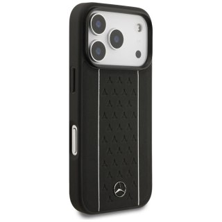 Etui Mercedes Leather Star Pattern Stripes MagSafe na iPhone 17 Pro - czarne