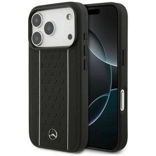 Etui Mercedes Leather Star Pattern Stripes MagSafe na iPhone 17 Pro - czarne