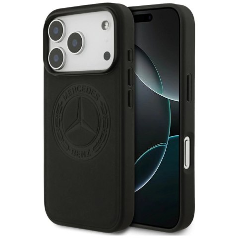 Etui Mercedes Leather Vintage Logo MagSafe na iPhone 17 Pro - czarne