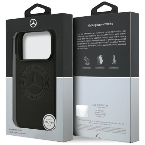 Etui Mercedes Leather Vintage Logo MagSafe na iPhone 17 Pro - czarne