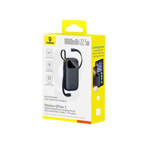 Baseus Qpow3 power bank z wyświetlaczem 22.5W 10000mAh kosmiczna czerń
